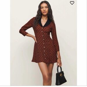 Brown and Black Reformation Collared Dress